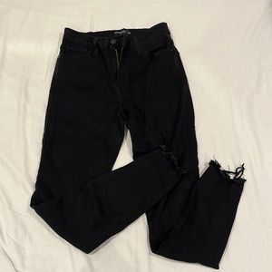 Just Black Size 25 Black Jeans with distressed ankle